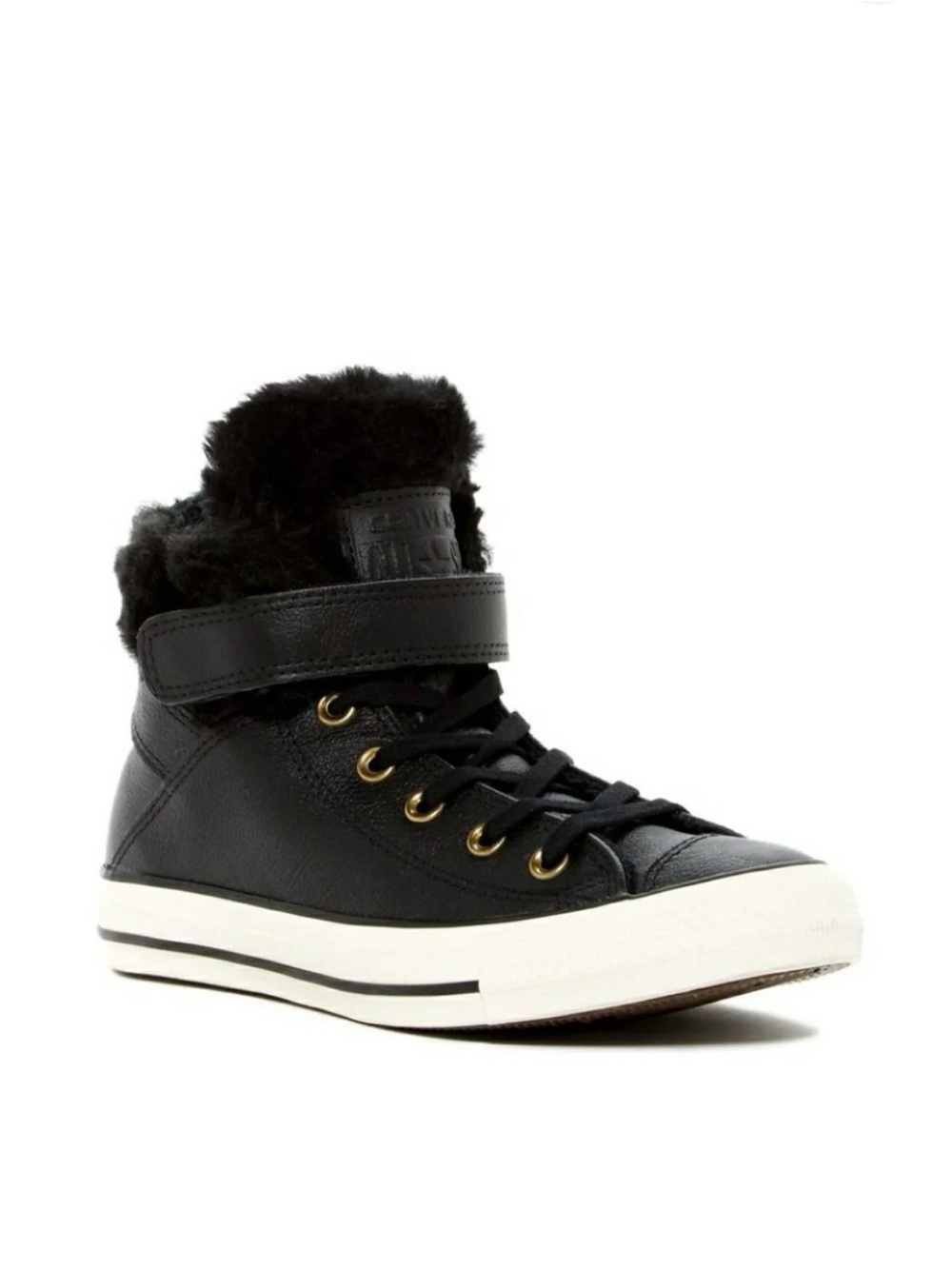 CONVERSE Chuck Taylor All Stars Leather Faux Fur High Top Sneakers Size 8.5